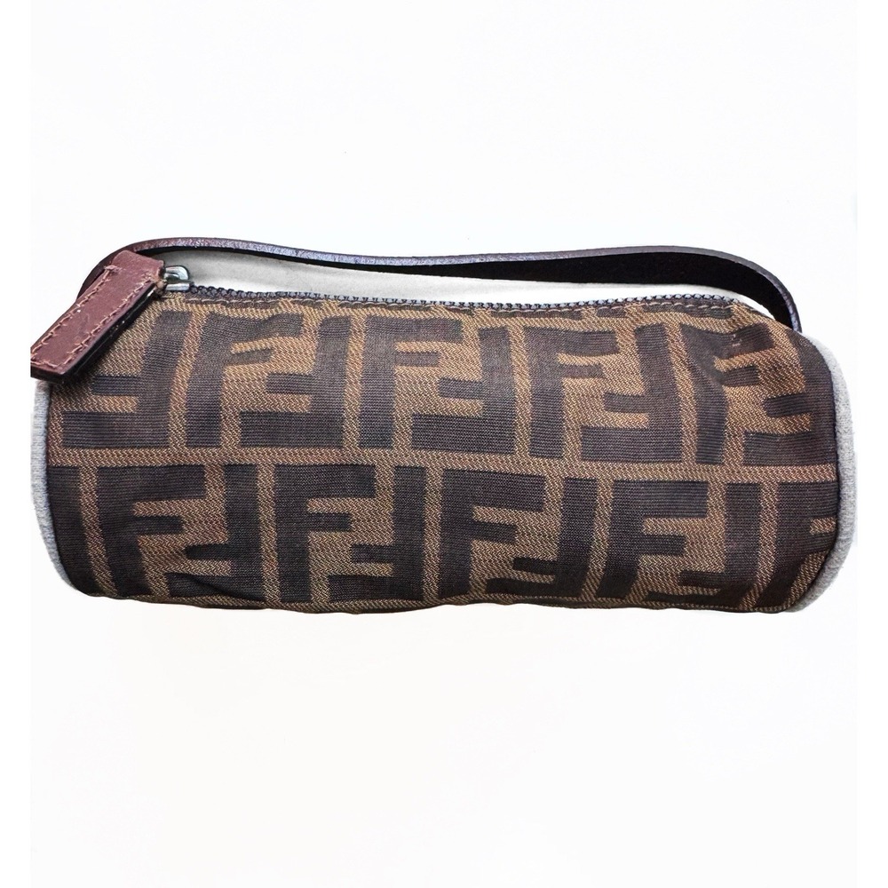 Fendi Vanity Pouch Vintage Zucca Pattern Brown Mini Bag Used - Picture 11 of 11